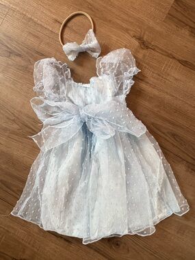 🌼3/$20 Light Blue Sheer Swiss Dot Fabric Dress